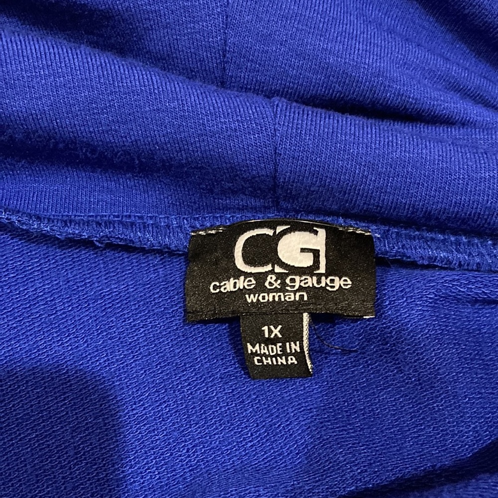 Cable & Gauge Women’s Size 1X Cowl Neck Pullover Sweater Royal Blue 3/4 Sleeves - Picture 6 of 7